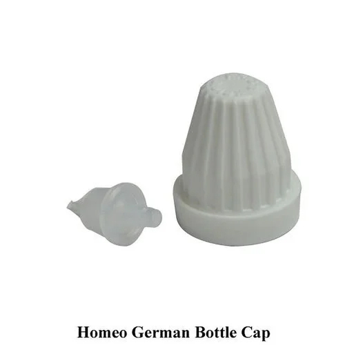 Homoeopathic German Bottle Cap - Plastic Material, White Color | Worm Embossed Design for Secure Bottle Usage