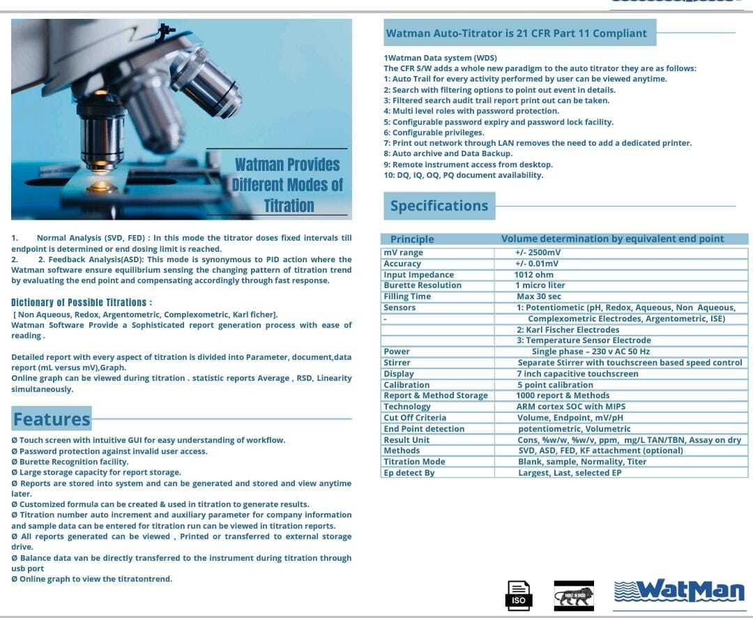 Blue Karl Fischer Potentiometric Titrator