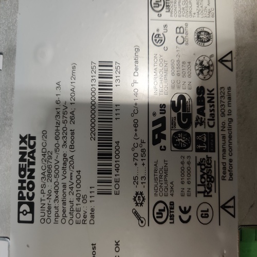 Phoenix Contact Ps/3ac/24dc/20 Power Supply Unit