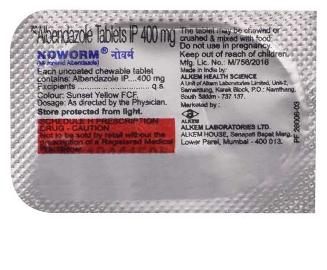 Noworm Tablet ( Albendazole Tablets) - Drug Type: General Medicines