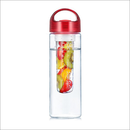 Plastic Infuser Bottle - Bpa Free & Food Grade Plastic, 750 Ml Capacity | Ergonomic Loop Design Lid, Screw Cap, Removable Infusion Rod, Transparent With Red/blue Cap