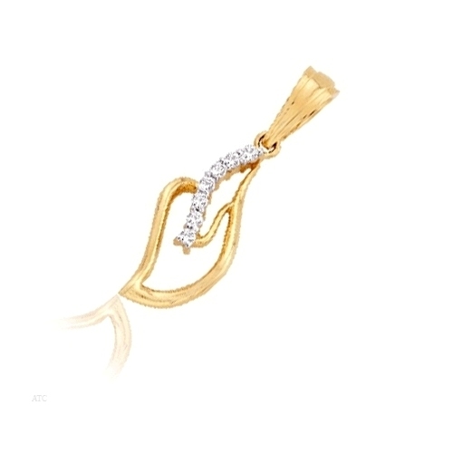 अवसर रियल गोल्ड और डायमंड लीफ पेंडेंट # Avp007