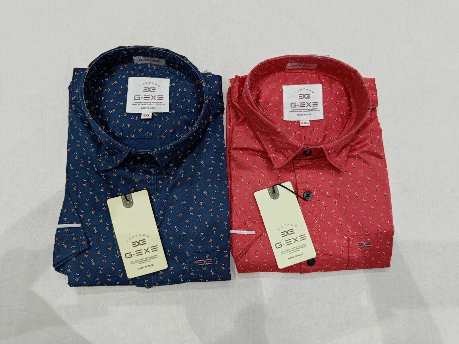 Cotton Printed Shirt - Up To 10xl Size, Blue Half Sleeve With Regular Fit And Classic Collar