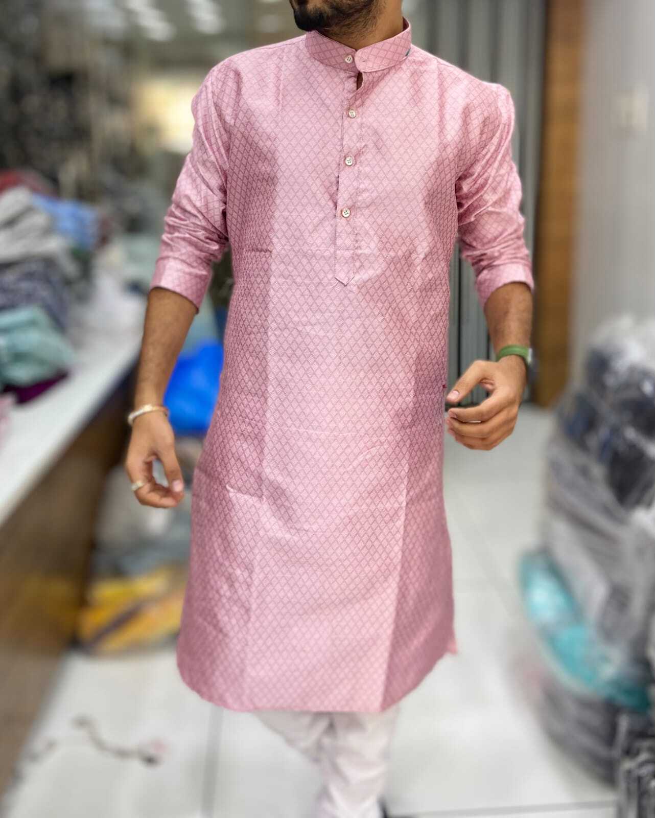 Mens Kurta Collection - Cotton Fabric, Sizes 34 To 42, Mix Colors, Long Sleeve, Plain Dyed | No Fade, Breathable, Cool Dry, Washable, Full Pair Design