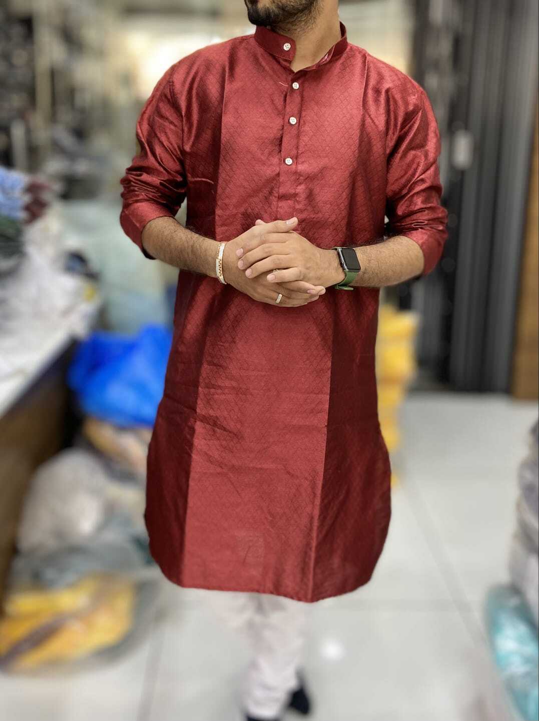 Mens Kurta Collection - Cotton Fabric, Sizes 34 To 42, Mix Colors, Long Sleeve, Plain Dyed | No Fade, Breathable, Cool Dry, Washable, Full Pair Design