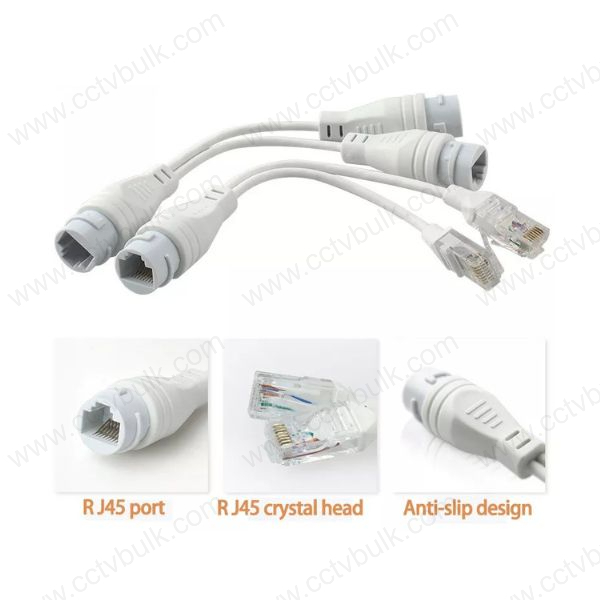 Poe Multiplexer 2 In 1 - 170 Mm Rj45 Port, White Anti-slip Design | Eight Core Cable Connection With Module And Separation Features