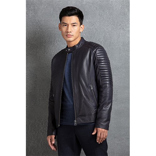 ब्लैक बाइकर मेन्स लेदर जैकेट