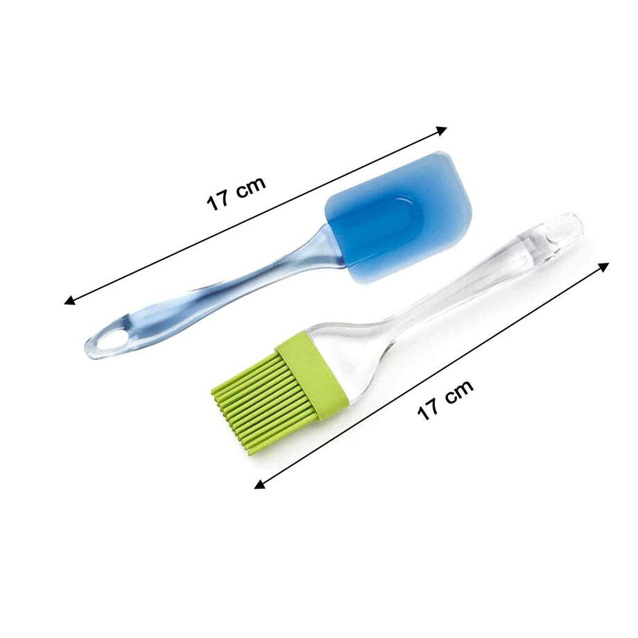 Spatula And Pastry Brush For Cake Mixer (0136) - Plastic & Silicone, 21x7x2 Cm, Multi/assorted Color | Versatile Baking Tools For Effortless Mixing And Spreading
