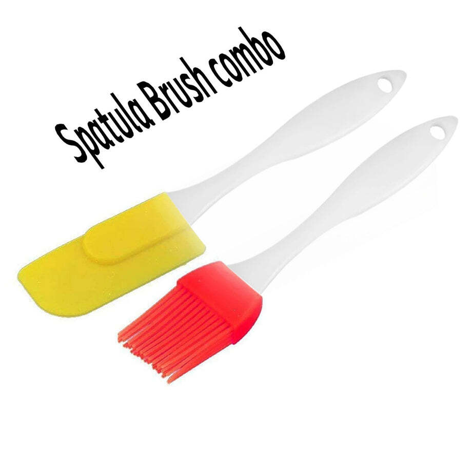 Spatula And Pastry Brush For Cake Decoration (2170) - Plastic & Silicone, 5x3x18 Cm , Multi/assorted Color Options For Creative Baking