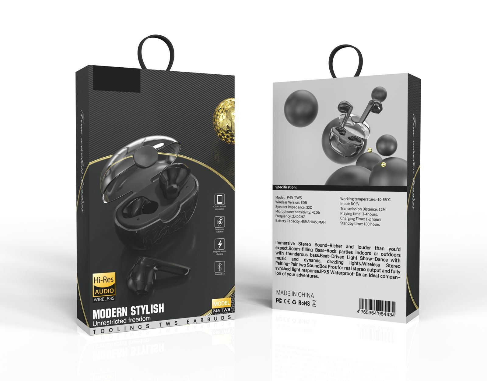 Tws Airpods - Wireless Earbuds, 32î© Impedance, Bluetooth 5.0 | Compact Design, Long Battery Life, Easy Pairing, Wireless Audio