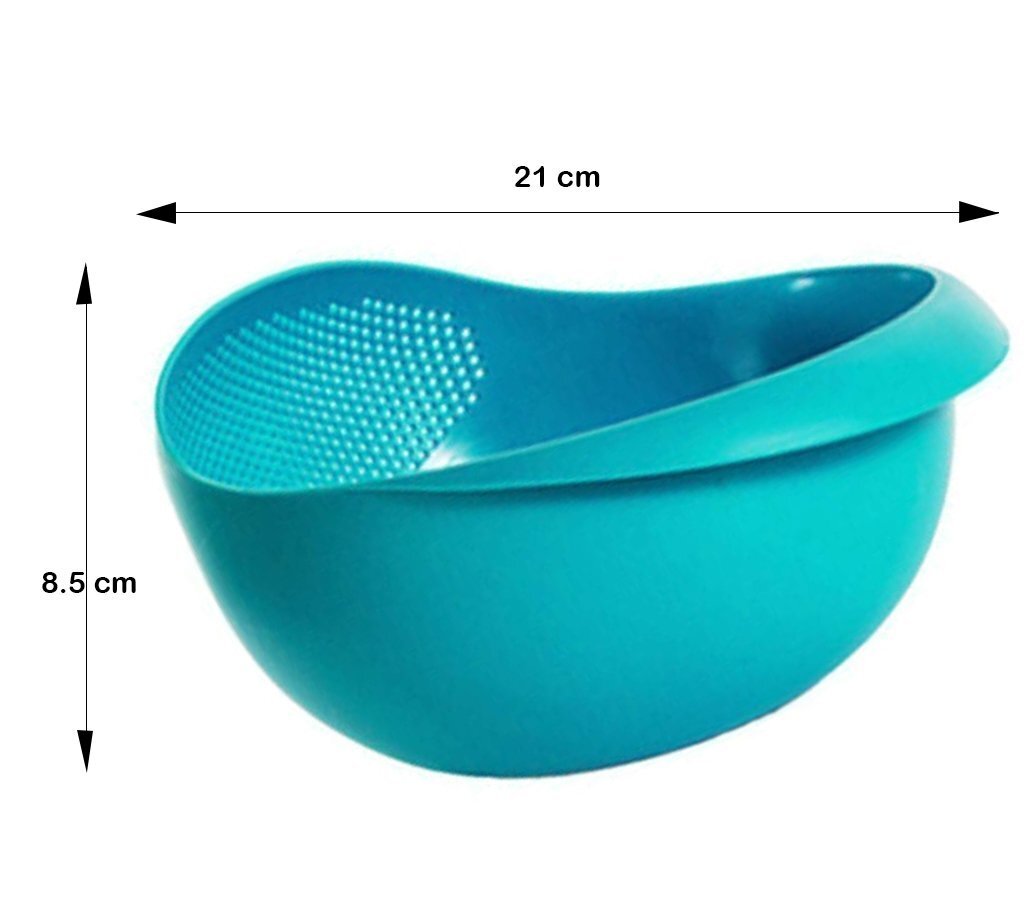 Multi-function With Integrated Colander Mixing Bowl - Size 21x17x8.5cm, Assorted Plastic Design For Washing Rice, Vegetables & Fruits