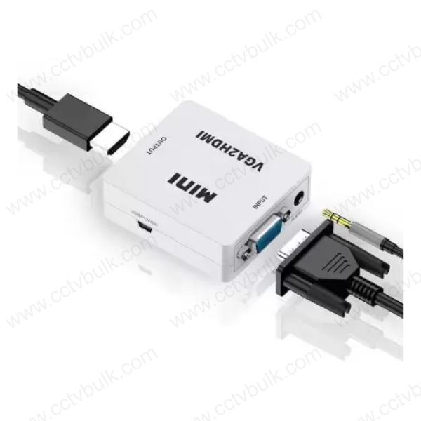 Vga To Hdmi Hd Video Converter White Color, Hdmi Input, Vga