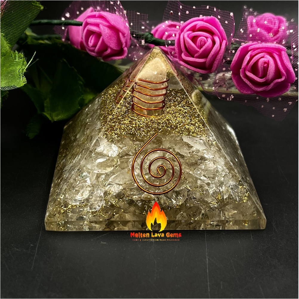 White Natural Gemstone Orgone Pyramid Clear Quartz Crystal Orgonite Pyramids