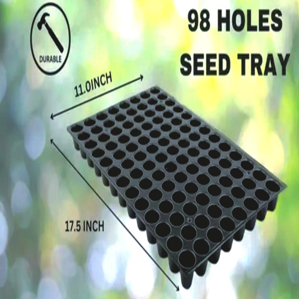 Seedling Tray 98 Cavity - HIPS Material, 98 Cells, Round Shape 33mm Upper Diameter, Black Color, 38mm Depth, 0.3mm Thickness | Ideal for Tomato, Chilli, Brinjal, Cabbage