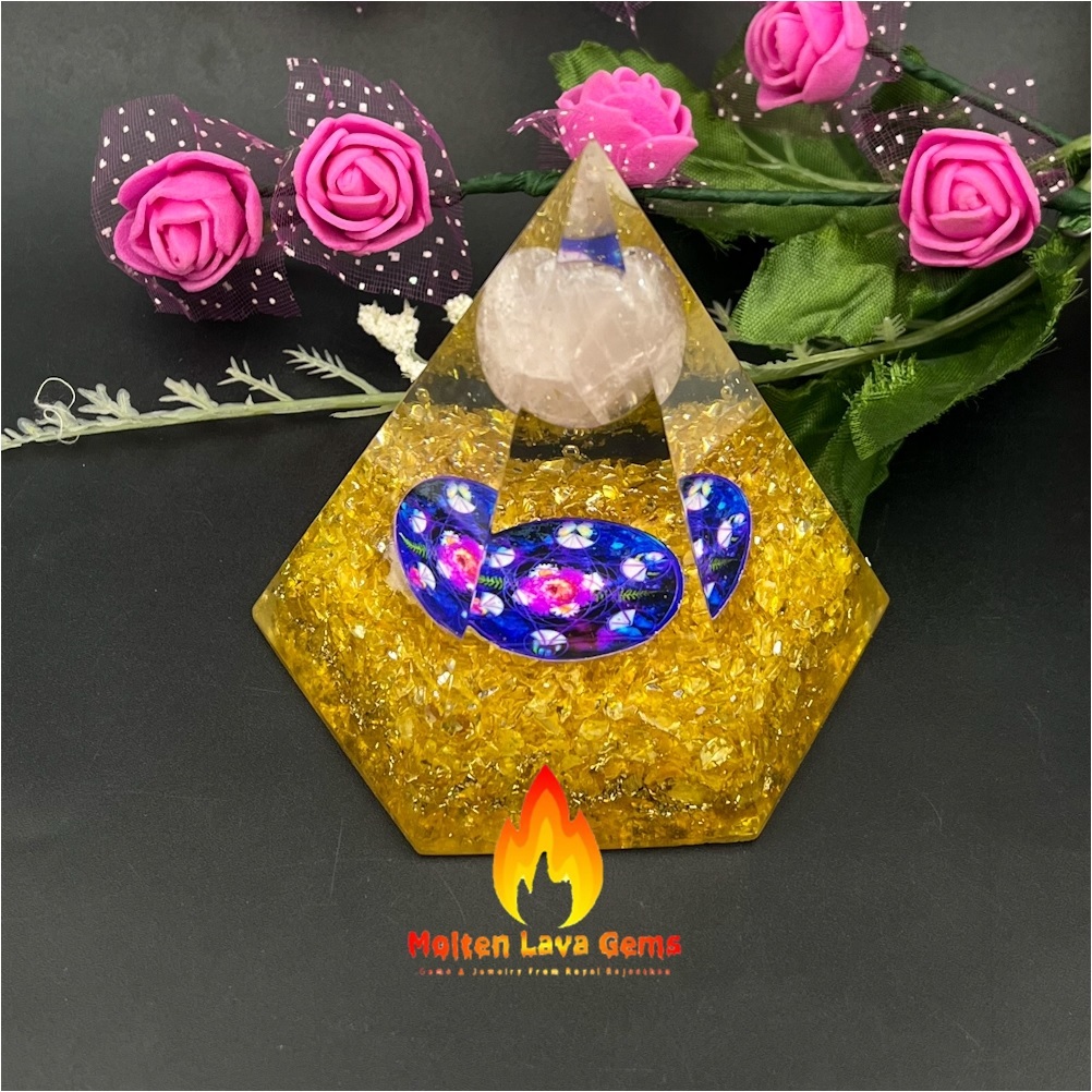 Polishing Natural Gemstone Orgone Pyramid Yellow Quartz Hexagone Crystal Orgonite Pyramids