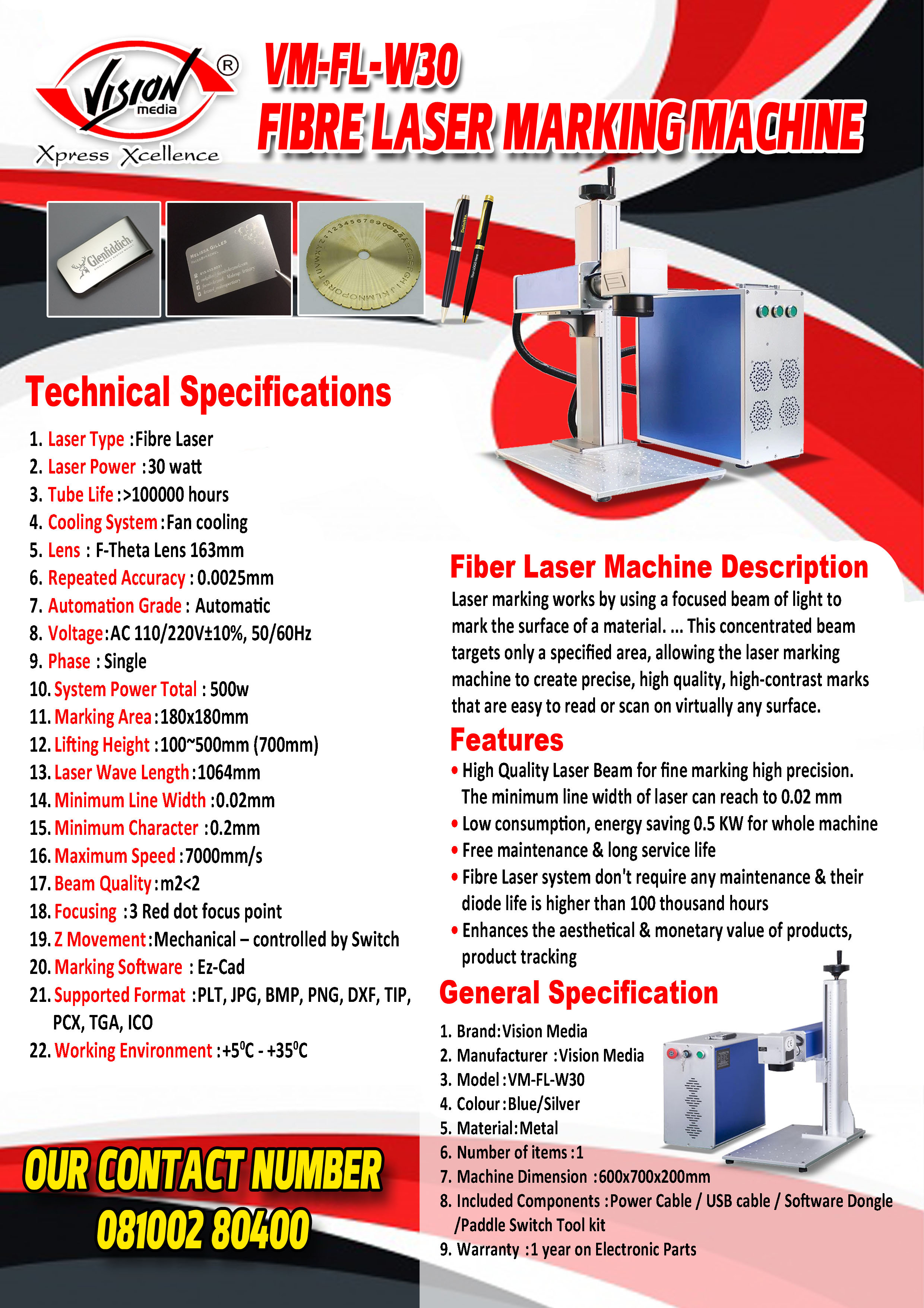 Metal Marking Machine 50(w) - Color: Silver/blue