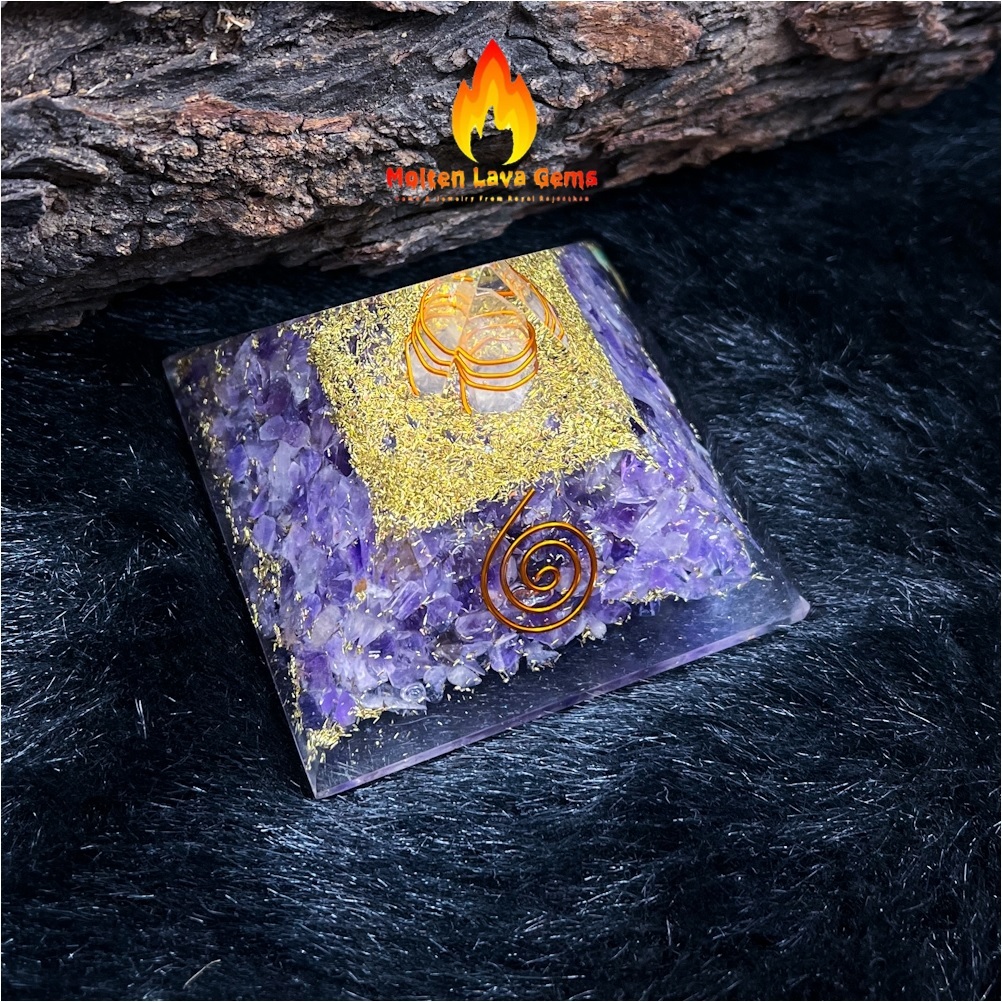 Purple Natural Gemstone Orgone Pyramid Amethyst Crystal Orgonite Pyramids