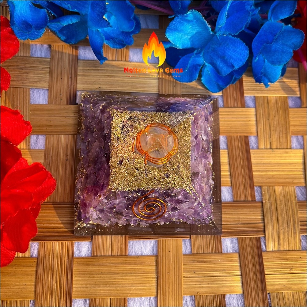 Purple Natural Gemstone Orgone Pyramid Amethyst Crystal Orgonite Pyramids
