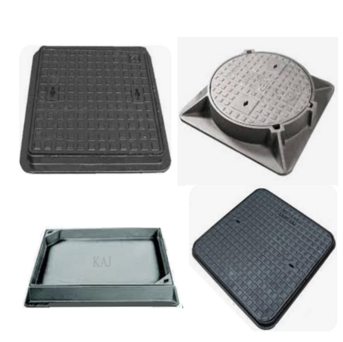 Cast Iron Manhole Cover - Square Design, Durable Material with Lock Feature and Traction Surface