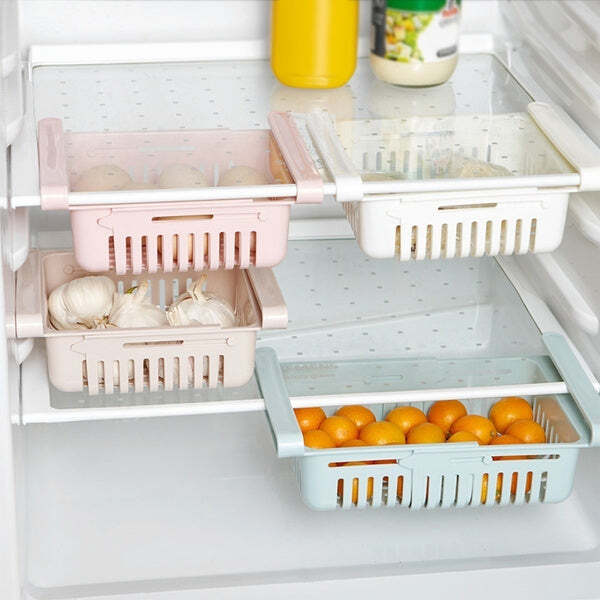 Adjustable Vegetable Storage Rack (Multi Coloured) (2289) - Plastic Material, 18x14x8 Cm Size, Assorted Colours | Versatile, Space-saving Design