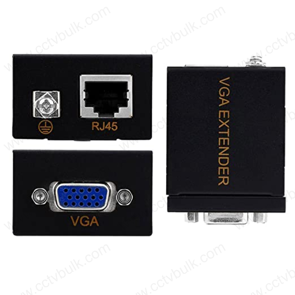 Vga Extender 60m - Cat-5e/6 Compatibility, 8.4x6.2x2.7cm, Black | Supports All Computer Systems, No Power Required, Includes Sender & Receiver