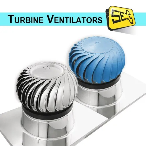 Turbo Ventilator - Aluminium and Steel Build | Industrial Use, Blue and Silver Design
