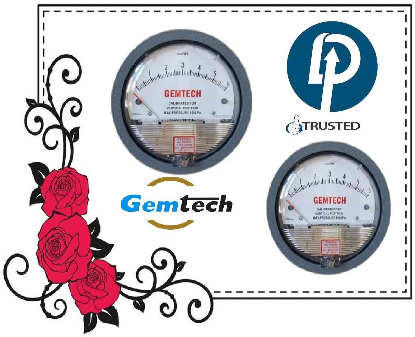 Gemtech Series G2000-250 Mm Differential Pressure Gauges By Range:0 To 250 Mm Wc Accuracy: A 2% Of Full Scale (A 3% On A 0