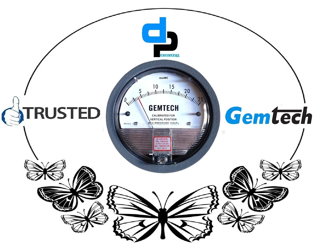Gemtech Series G2000-250 Mm Differential Pressure Gauges By Range:0 To 250 Mm Wc Accuracy: A 2% Of Full Scale (A 3% On A 0