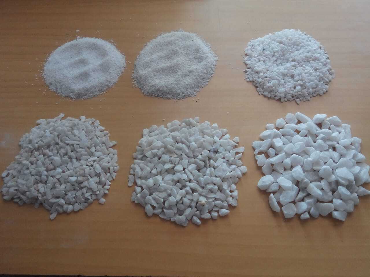 Supper White Marble Chips And Granular Round Shape 6-8 Mesh Smaller Grains Size: Available Size: (1) 0.5mm To 1mm