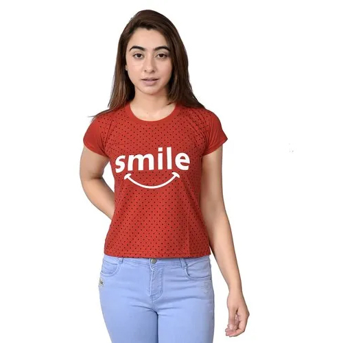 रेड लेडीज़ प्रिंटेड डिज़ाइनर टॉप