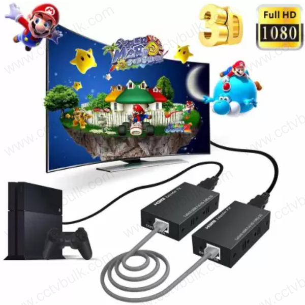 Black Hdmi Extender 60m Rx Receiver And Tx Transmitter