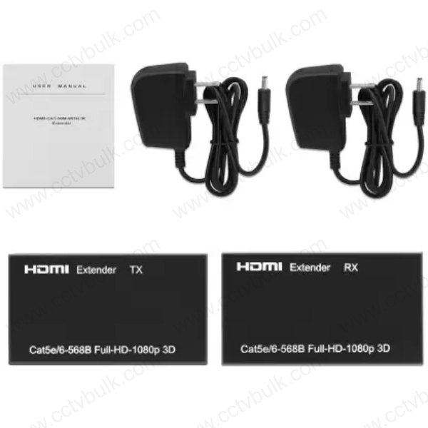 Black Hdmi Extender 60m Rx Receiver And Tx Transmitter