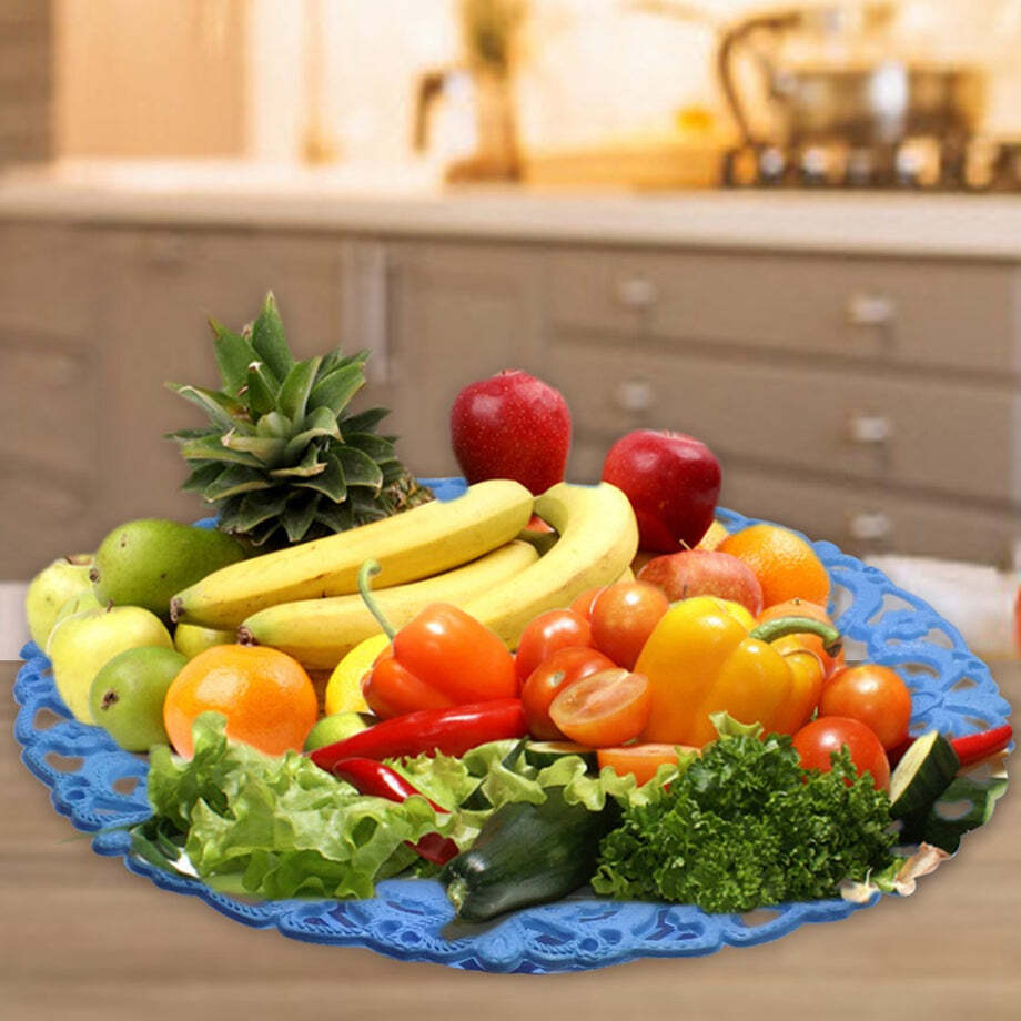 Multipurpose Round Flower Self Design Storage Basket (2233) - Plastic Material, 26*5*26 Cm Size, Multi/assorted Color | Versatile Storage Solution For Home Decor