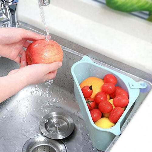 Triangular Multi Functional Drainer Shelf Sink Storage Holder (2119) - Plastic Construction, 26x14x10 Cm Size, Multi/assorted Color | Versatile Kitchen Organizer