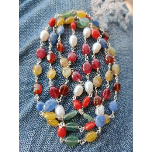 बहुरंगा प्राकृतिक पत्थर नवरतन माला