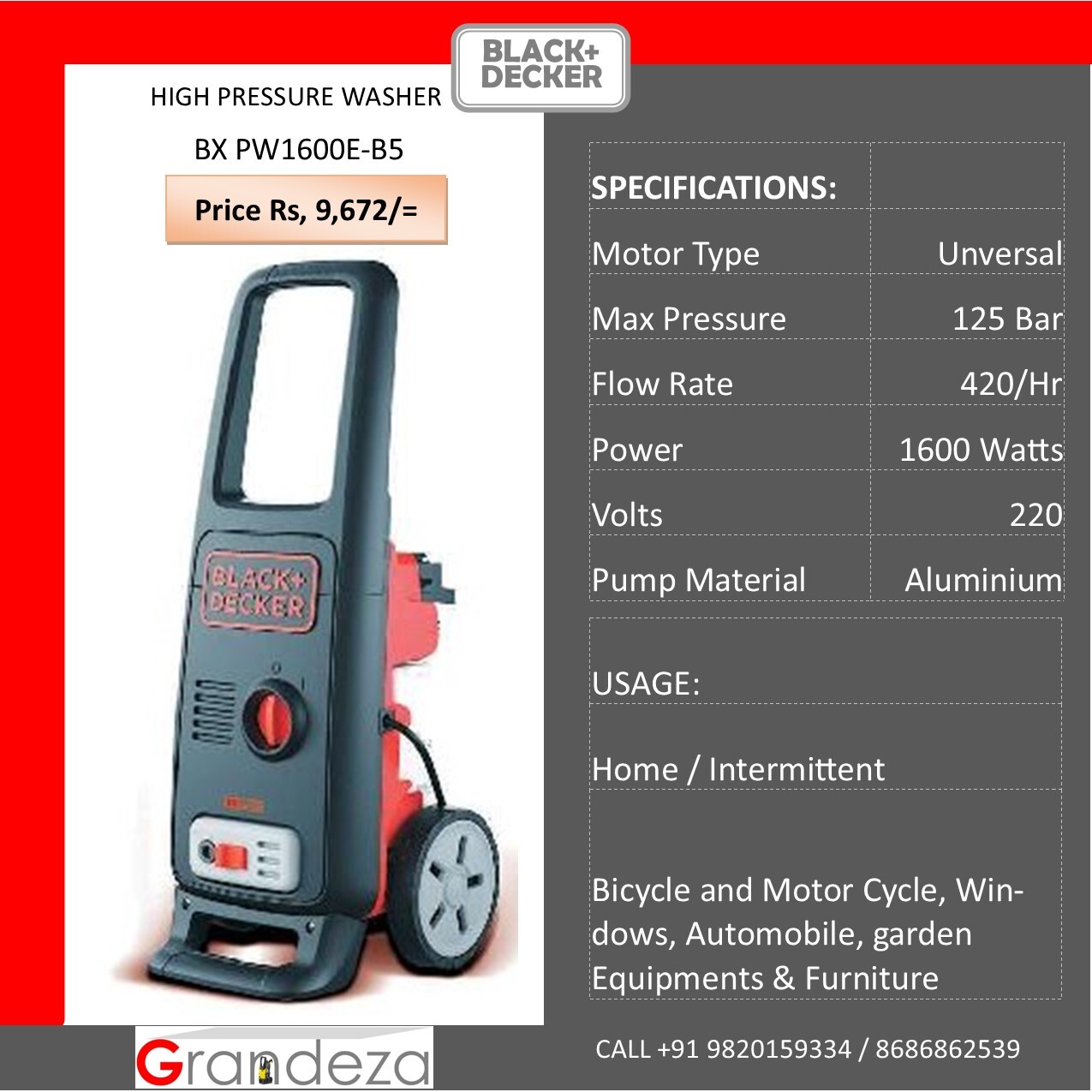 Black N Decker Bx Pw1600e B5 High Pressure Washer