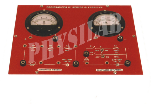 Resistances In Series & Parallel Apparatus - Mild Steel, 220-240 Volt | Two Moving Coil Meters, Circuit Diagram for Connections
