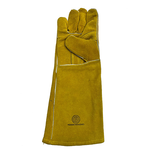 Yellow Leather Hand Gloves - Leather Coated, Customized Size, Plain Style | Ideal for Commercial Use with Enhanced Dexterity and Grip