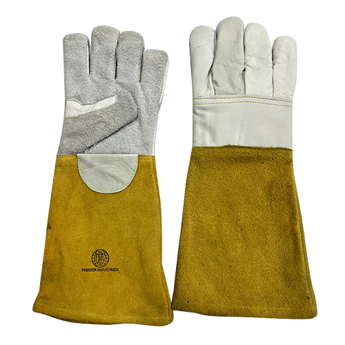 Industrial Leather Hand Gloves - Leather Coated, Customized Size | Plain Style for Commercial Usage