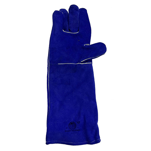 Blue Leather Hand Gloves - Leather Coated, Customized Size, Plain Style | Commercial Usage, Durable Comfort For Professional Tasks