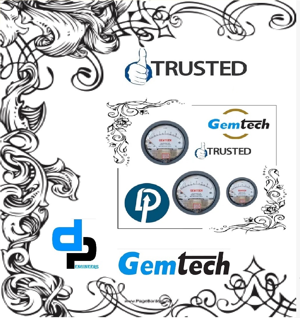 Gemtech Series G2000-250 Mm - Differential Pressure Gauge, 112 Mm Dial Size, Black Plastic Face, Metal Alloy Body | Accuracy ±2% Full Scale, Shock Resistant, Mounting Tabs Included, Ideal For Hvac And Medical Applications