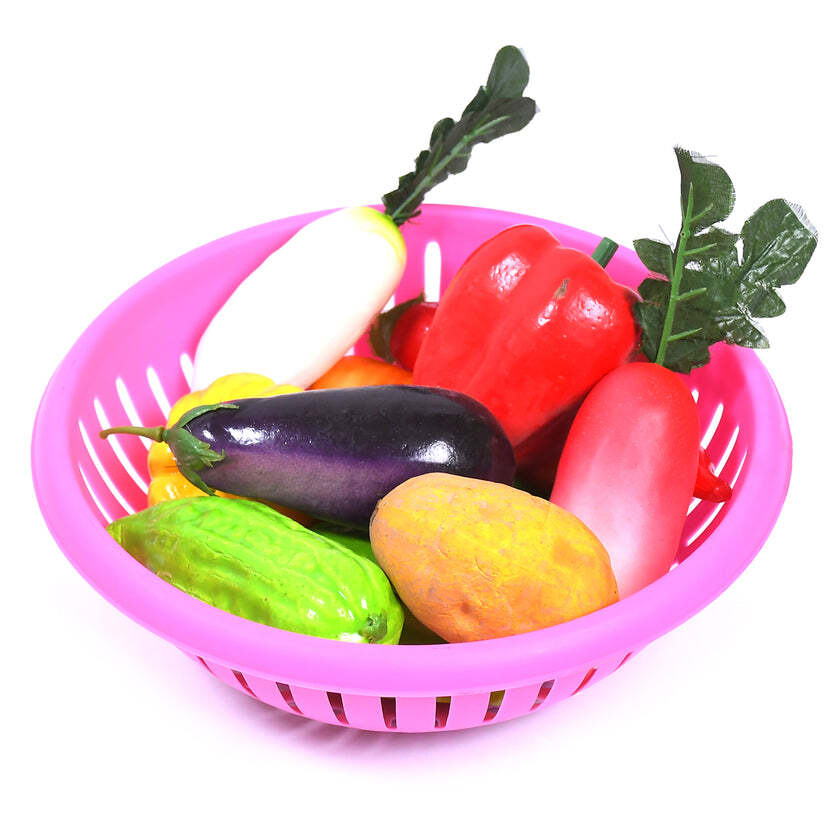 Multi / Assorted Round Unbreakable Plastic Basket With Handle Organizers And Storage Basket For Fish Fruit Vegetable Multipurpose Use (5245)