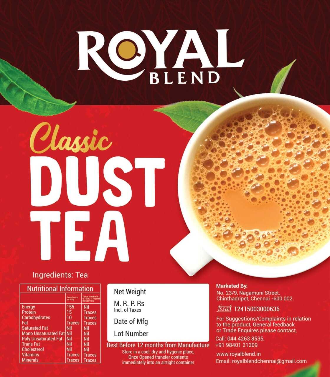 Royal Blend Dust Tea - Premium And Classic - Health Benefits: Antioxidants