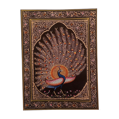 हस्तनिर्मित लघु मोर रेशम चित्रकारी का आकार: अलग-अलग उपलब्ध