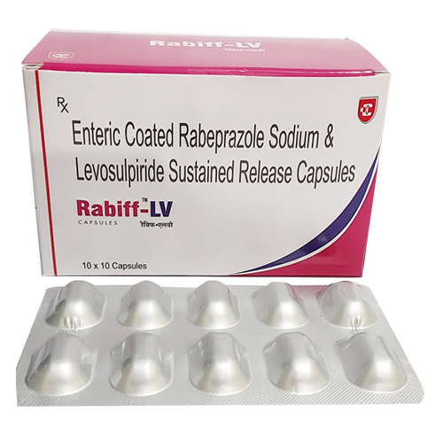 रबीफ एलवी कैप्सूल सामग्री: रबेप्राजोल 20 मिलीग्राम और लेवोसुलपीराइड 75 मिलीग्राम (सीनियर)