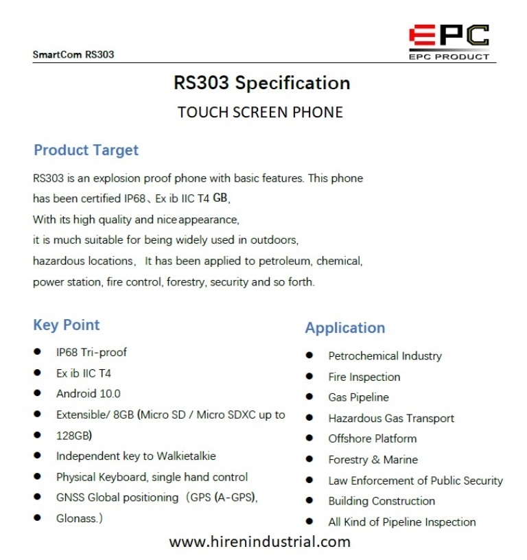 Intrinsically Safe Mobile Warranty: 1 Year