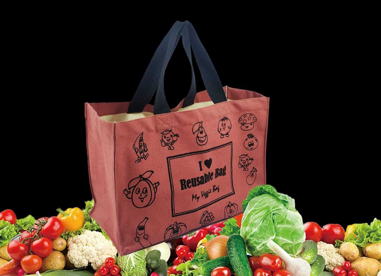 Fancy Bag In Salem - Canvas 15"x12"x6" Vegetable Bag | Eco-friendly, 5 Kg/hr Capacity, Customized 6 Pockets, Washable, Self Handle