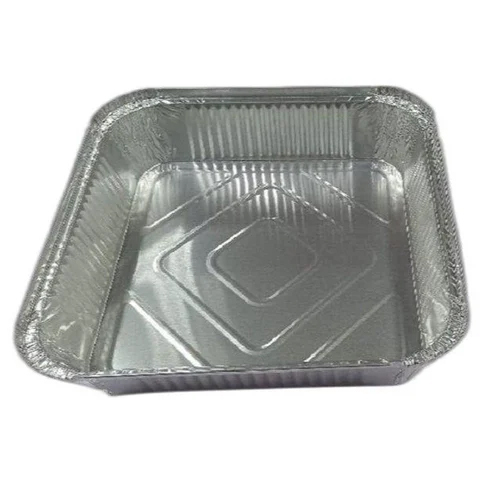 2000 ML Aluminum Foil Container - 9x9x2 Size, Silver Color | Rigid Structure, High Strength, Square Shape with Lid
