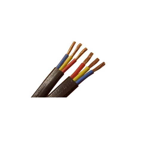 Caption Submersible Flat Cables - Copper Material, 3 Cores, 1100V, Size 11.5x5.4 to 26.5x11.0 mm, PVC Insulation in RED, YELLOW, BLUE