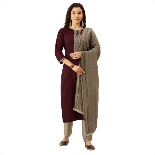 Pant Dupatta Kurti Set - Cotton Fabric, Mustard Color, Embroidered Top, 3-piece Collection | Stylish Comfort For All Ages, Washable, Perfect For Casual And Daily Wear